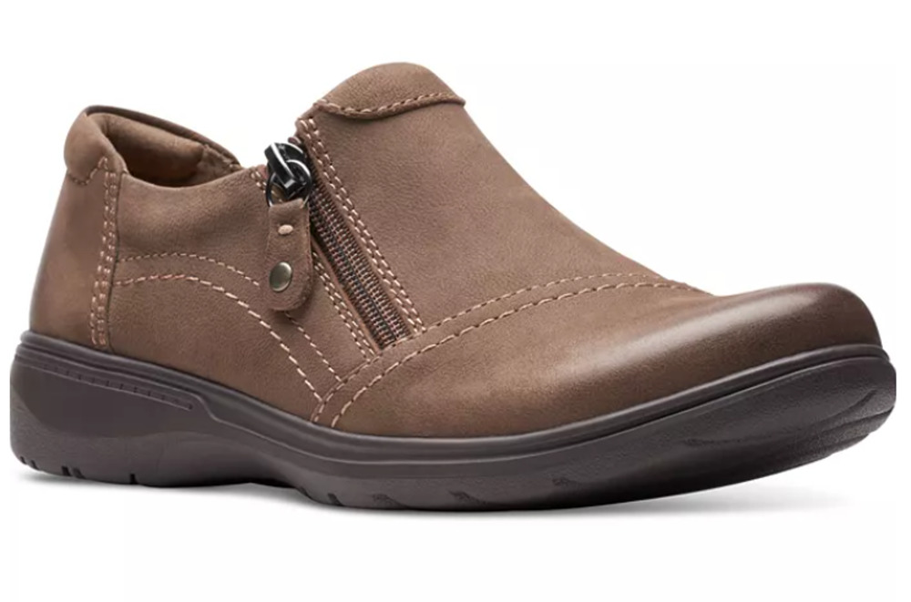 Clarks Collection Carleigh Ray Shoes Women's Size 9 Brown Nubuck Zip Slip On